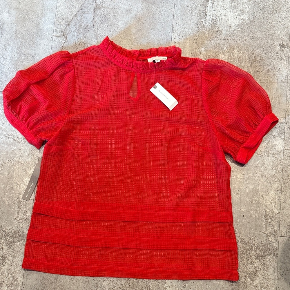 anthro Ro & De cherry red blouse